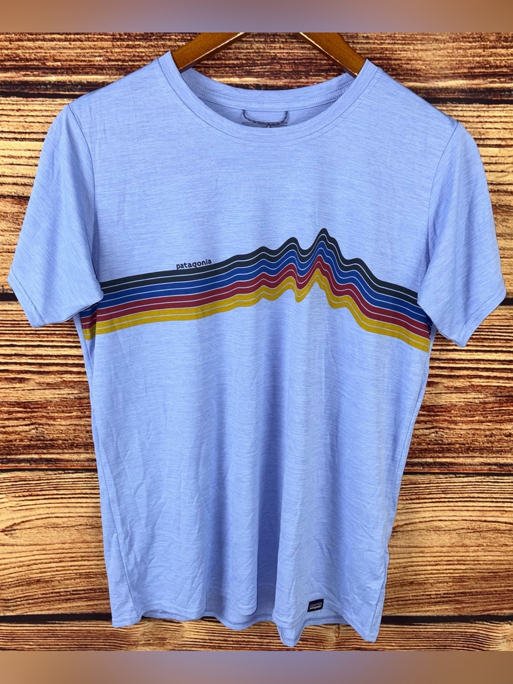 Patagonia Womens Cap Cool Daily Graphic Shirt in Ridge Rise Stripe: Pale Periwin